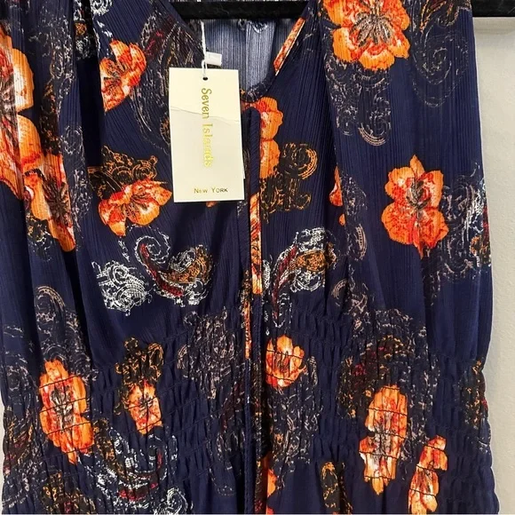 Seven Islands Navy Floral Dressy Flowy Tank 2XL NEW - Picture 4 of 4